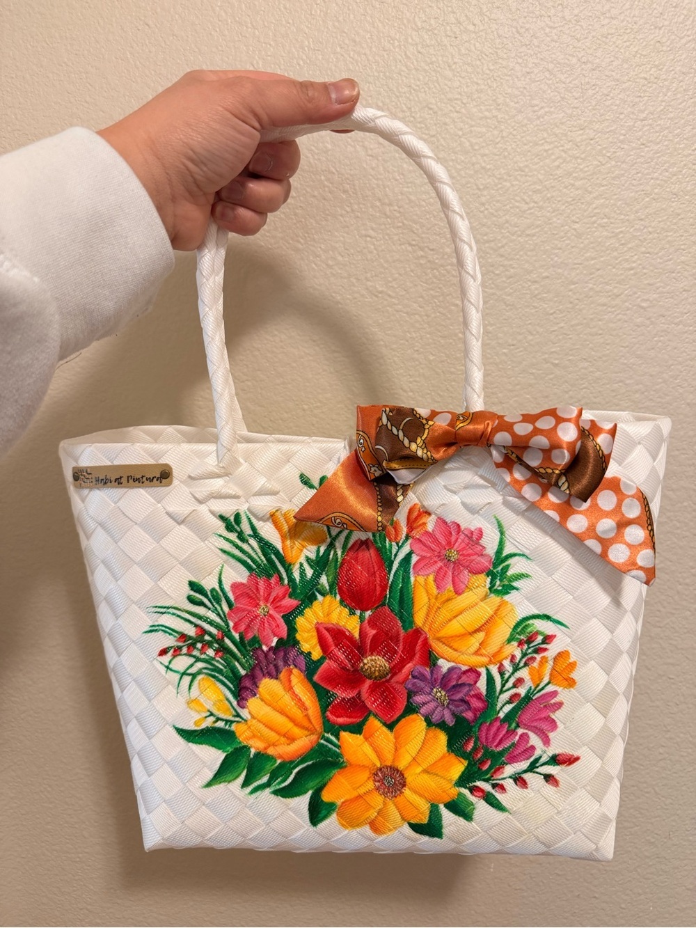 Habi at Pintura Floral Plastic Bayong Waterproof Tote Bag
